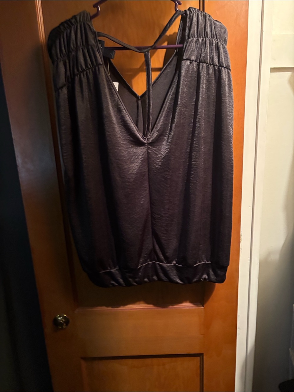Daytrip Black Satin-Look Sleeveless V-Neck Top